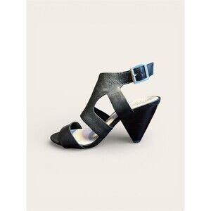 Vince Camuto  Black Leather Cone Heel Sandals Size 7 Date night Special Event